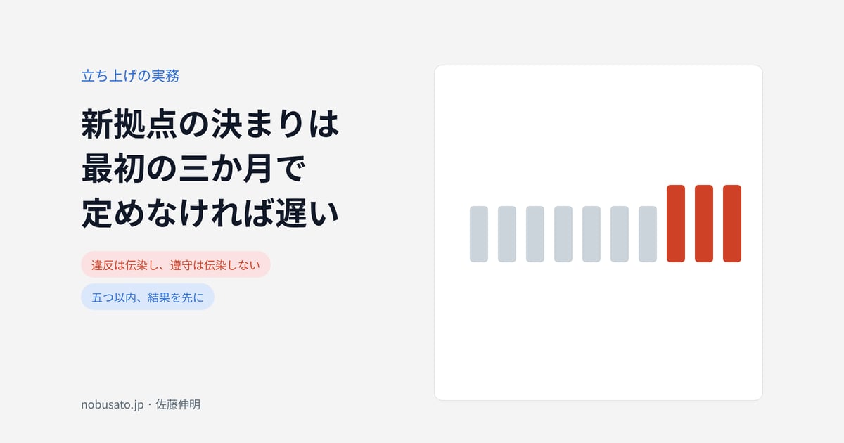 新拠点の決まりは最初の三か月で定めなければ遅い