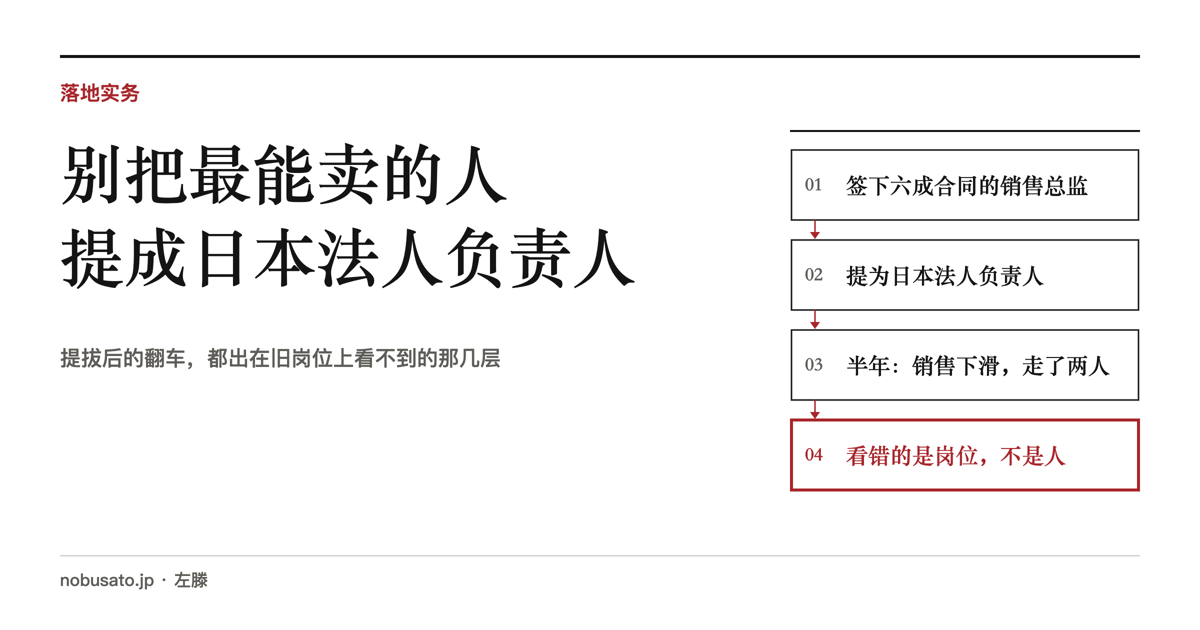 别把最能卖的人提成日本法人负责人｜提拔后的翻车，都出在旧岗位上看不到的那几层
